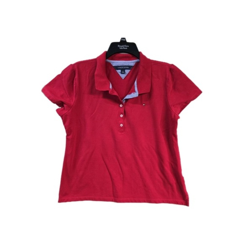 Tommy Hilfiger Women's‎ Polo Shirt Red Large  Logo